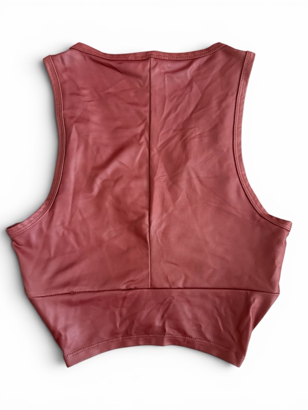 Vintage Forever 21 Mauve Wrap Crop Tank Bra Top Faux Leather y2k Going Out - Picture 2 of 4
